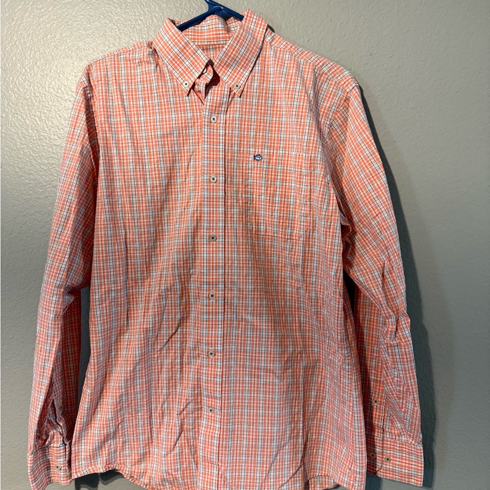 Southern Tide Orange Plaid Button-Down Shirt